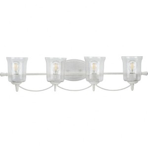 Progress Lighting Bowman Collection 4-Light Bath Wall Light, Cottage White, Clear Glass Shades - 1 of 2