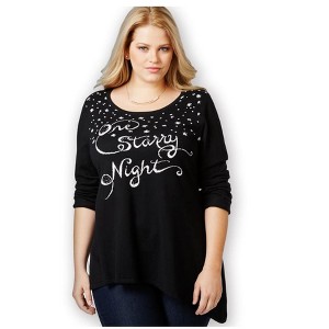 Style & Co. Womens Embellished Script Snowflake Tunic Blouse - 1 of 1