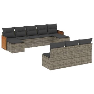 vidaXL Patio Sofa Set Grey PE rattan Large Adjustable Feet - 1 of 4