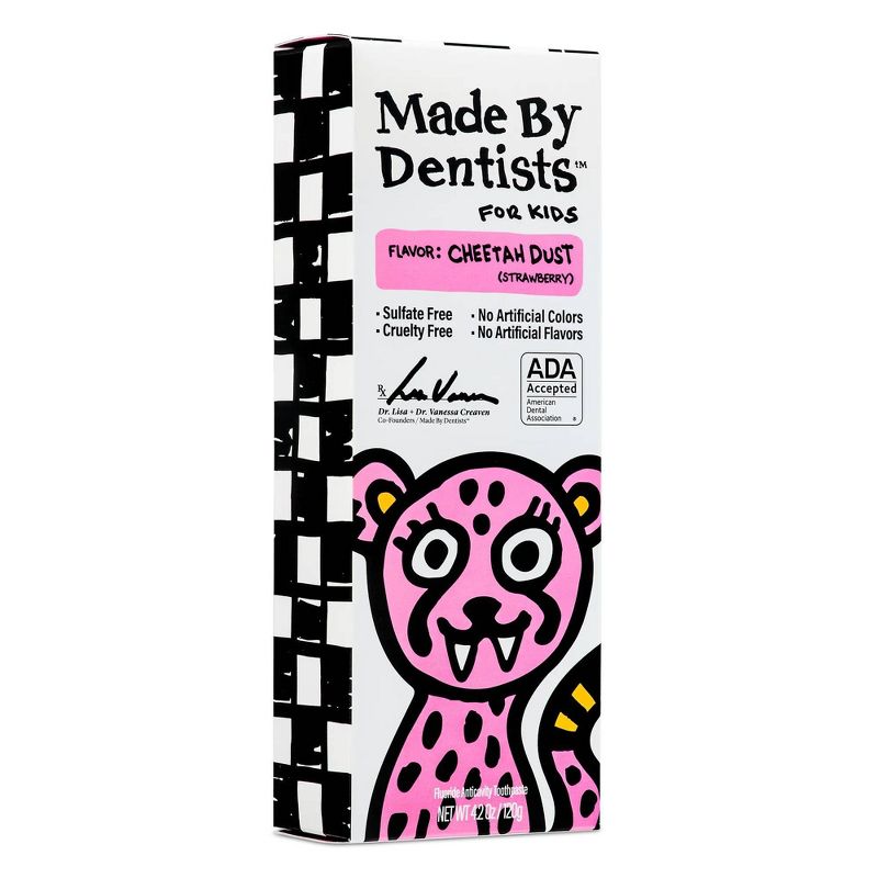 Made By Dentists Kids Cheetah Fluoride Anticavity Toothpaste -Strawberry - 4.2 oz, 3 of 8