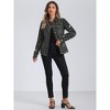 Allegra K Women's Frayed Washed Button Down Denim Jacket with Pockets - 4 of 4