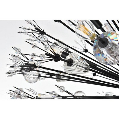 Vera Black Metal and Glass 24-Light Crystal Starburst Pendant