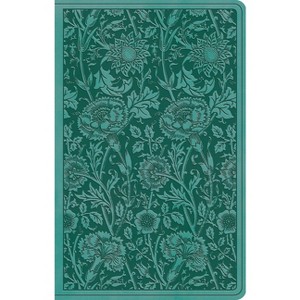 ESV Premium Gift Bible (Trutone, Teal, Floral Design) - (Leather Bound) - 1 of 1
