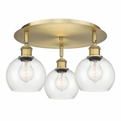 Athens - 3 Light Flush Mount In Industrial Style-8.63 Inches Tall and 17.75 Inches Wide