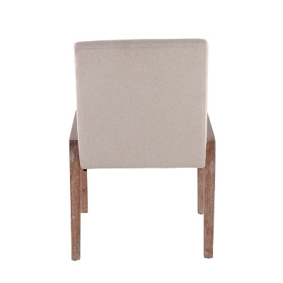 Set of 2 Beige Upholstered Dining Chairs with White Washed Wood Frame