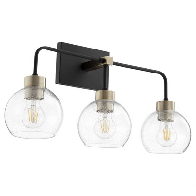 Quorum Lighting Lacy Vanity, 3 Lights, Noir/Aged Brass