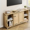 Mid-Century 70" TV Stand, Entertainment Center with Rattan Door Cabinet & Open Shelf - 4 of 4