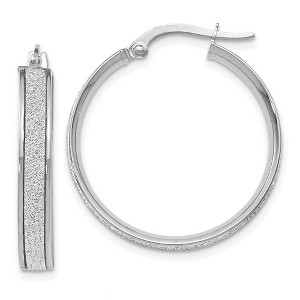 Black Bow Jewelry 3.75mm Glitter Infused 14k White Gold Round Hoops, 25mm (1 Inch) - 1 of 4