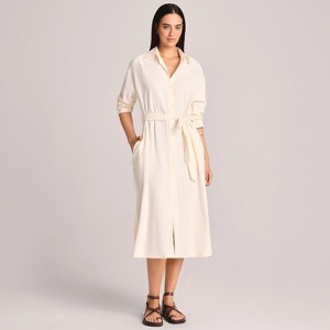 Vitamin A Women's Twill Midi Cover Up Dress with Belt - 1 of 3