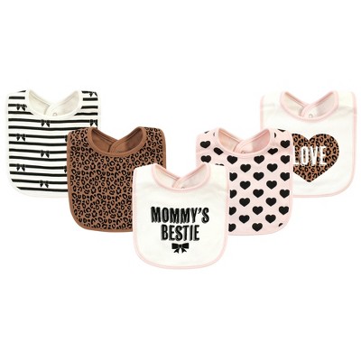 Image of Hudson Baby Infant Girl Cotton Bibs, Bestie Leopard, One Size
