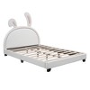 Full Size Upholstered Leather Platform Bed with Rabbit Ornament - 3 of 4