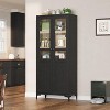 63 Inch Tall Storage Cabinet, Kitchen Pantry 5 Tier Bathroom Cabinet with 2 Doors Adjustable Shelves for Kitchen, (Black, 2 Door with Glass) - 2 of 4