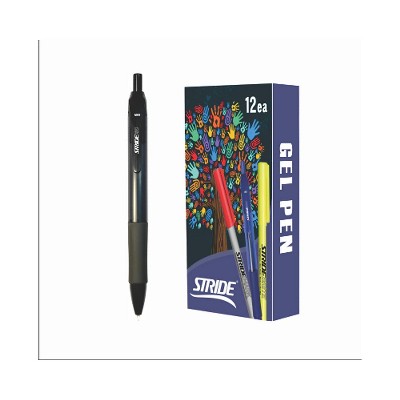 StrideRio Retractable Gel Pen Medium Point Black Ink Dozen (52001)