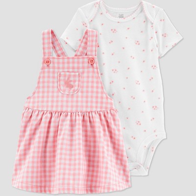 Carter's Just One You® Baby Girls' Gingham Bunny Top & Skirtall Set - Pink 3M