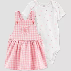 Carter's Just One You® Baby Girls' Gingham Bunny Top & Skirtall Set - Pink