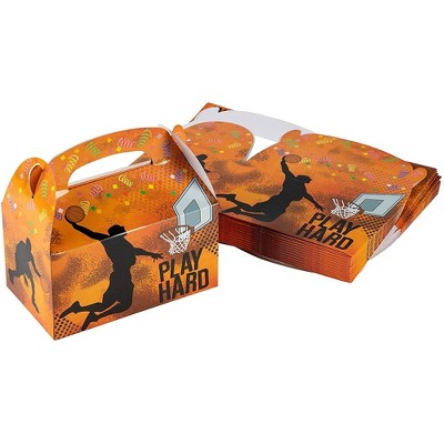 Blue Panda 24 Pack Paper Treat Boxes w/ Basketball Design For Birthday Party & Event