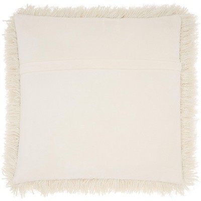 Cream Shag 20" Square Polyester Throw Pillow Set
