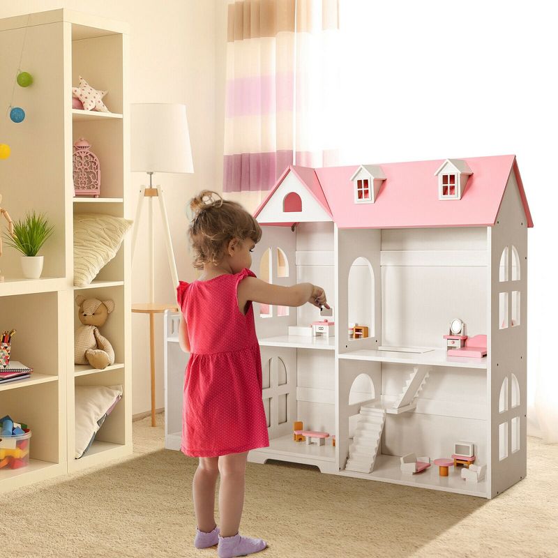 Costway Toy Tools Bookcase 2-Tier Wooden Multi-Purpose w/ Toy Space Gift Kid's Room, 2 of 11