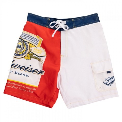 Budweiser Mens Budweiser The World Renowned Split Label Board Shorts - Large (36-38)