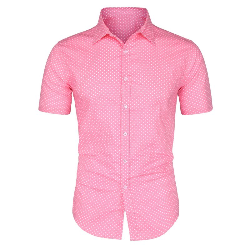 Lars Amadeus Men's Short Sleeves Polka Dots Button Down Dress Shirt, 1 of 7
