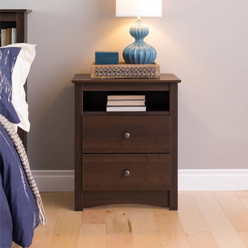 Tall 2 - Drawer Nightstand with Open Shelf - Prepac, 3 of 10