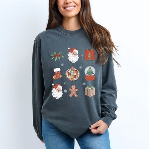 Simply Sage Market Women's Christmas Collage Long Sleeve Garment Dyed Tee - 1 of 4