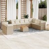 vidaXL Patio Sofa Set with Cushions Outdoor Furniture 11 Piece Poly Rattan - Beige and Cream - 2 of 4