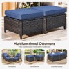 Buenhomino Patio Wicker Ottomans Set of 2, Multipurpose Outdoor Ottomans for Patio, Additional Seating, Footrest, Side Table, Removable Cushions - 3 of 4