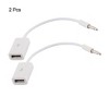 Unique Bargains 3.5mm Connector AUX Audio to USB 2.0 Cable Adapter Cord Car MP3 White 2 Pcs - 2 of 4