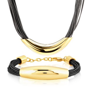 ELYA Women's Multi-Strand Leatherette Bracelet and Necklace Jewelry Set - 1 of 3