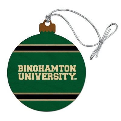Binghamton University Stripes Wood Christmas Tree Holiday Ornament
