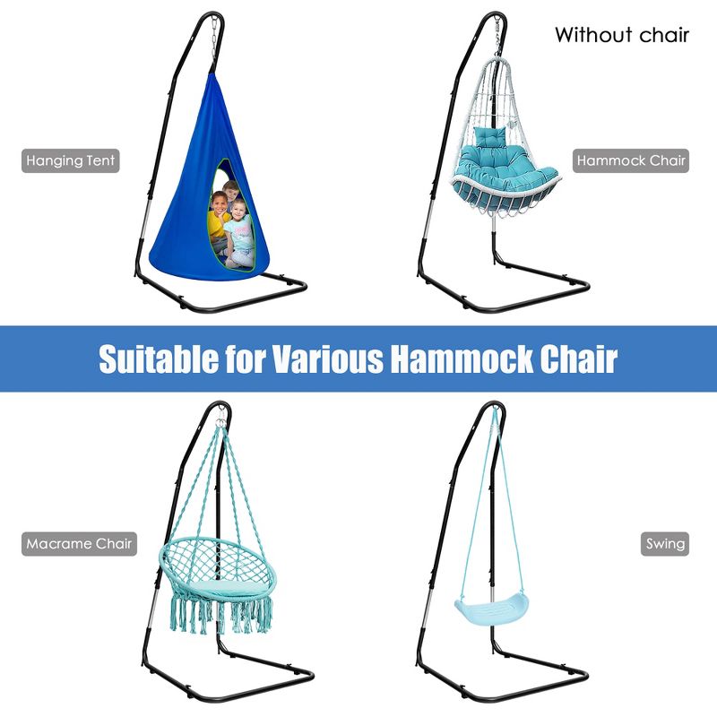 Costway Patio Adjustable 77" to 93" Hammock Chair Stand Hanging Chair Stand, 5 of 11