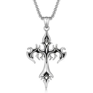 Stainless Steel Cross Necklace | Gothic Christian Chain for Men & Women - 1 of 4