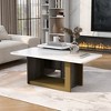 ACEPANO Set of 2 Modern Small Square Coffee End Table with Spacious Top-White - 2 of 4