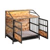 FURNIinspire Pet Crates And Houses Versatile Furniture Style Dog Pet Cage With Storage, Wooden Dog Kennel With Double Doors, Brown,31.5"*19.69"* 31.5" - 2 of 4