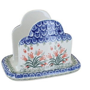 Blue Rose Polish Pottery 487 Ceramika Artystyczna Napkin Holder - 1 of 1