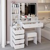 VYNXARIA 41" Large Size Left Bedside Cabinet Vanity Table&Cushioned Stool,Multi Layer High Capacity Storage, Suitable For Large Space,White - 4 of 4