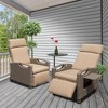 Fontoi Accent Chairs, Recliner Chair with Ratten Frame and Removable Cushion, Lounge Chair with Flip Table for Garden, Beige, 28.78"*41.89"*32.8" - 3 of 4