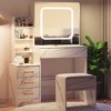 Makeup Vanity Desk with Mirror, Vanity Table and Chair Set, 3 Color Modes Adjustable, Multi-Layer Shelves and Drawer Storage, for Bedroom - 2 of 4