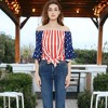 Anna-Kaci Women's Bell Flared Sleeve Tie-Front Blouse - 3 of 4