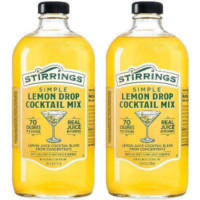 Stirrings Simple Lemon Drop Cocktail Mix 750ml Bottles - Real Juice No Preservatives - 70 Calories - Drink Mixer