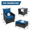 JUJABU 5 Pieces Wicker Patio Furniture Set with Blue Cushion, Ottomans and Coffetable for Poolside Garden Balcony - 4 of 4