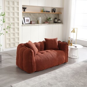 Vynxaria RED BROWN Soft beanbag chair comfortable square recliner sofa - 1 of 1
