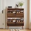 TIRAMISUBEST 31.5" Walnut Shoe Storage Cabinet with 2 Flip Drawers, Modern Entryway & Hallway Organizer for Corridors & Entrances - 4 of 4
