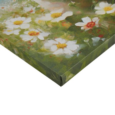 16" x 16" Happy Pig Canvas Wall Art in Green Field