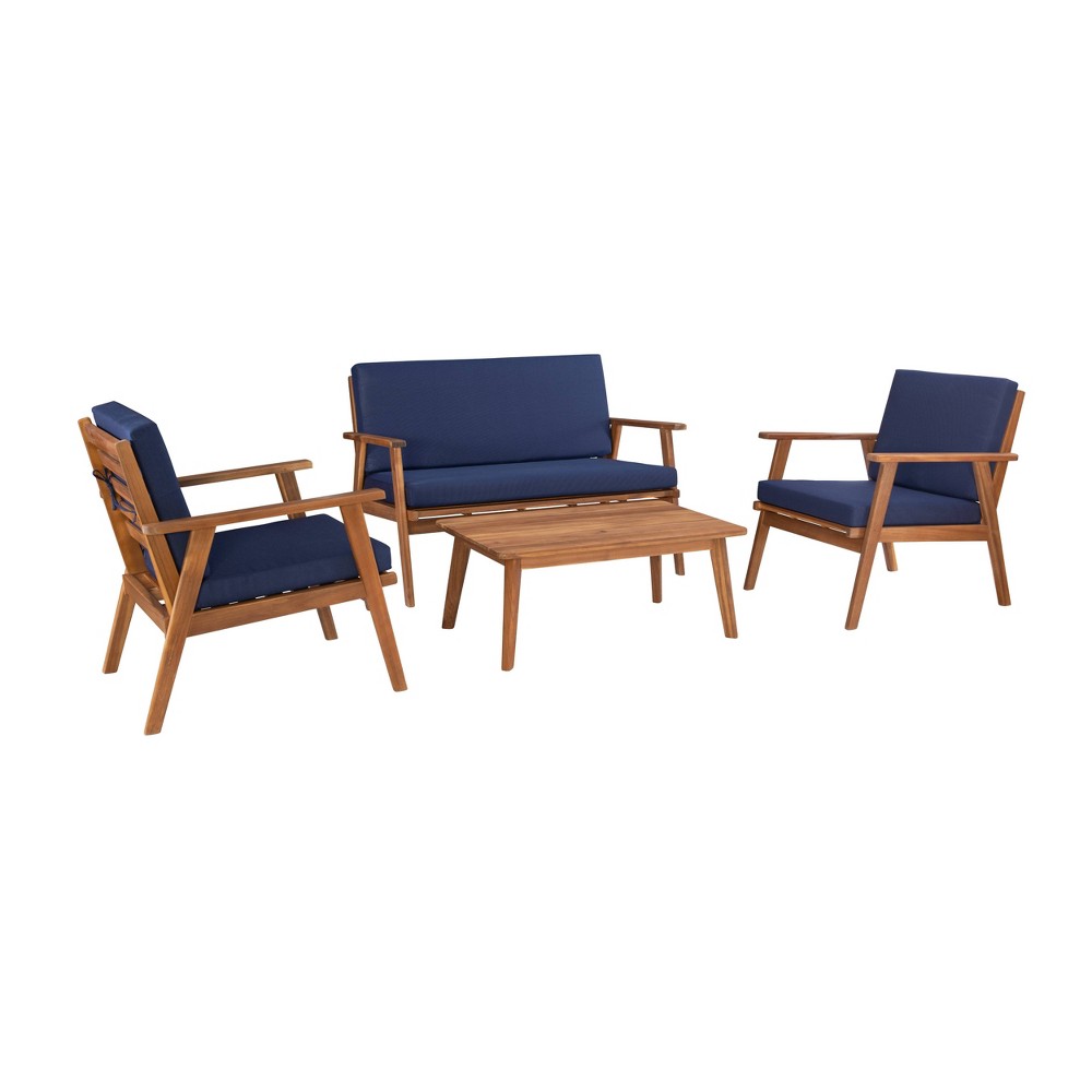 Photos - Garden Furniture Linon 4pc Cole Outdoor Seating Set Blue  