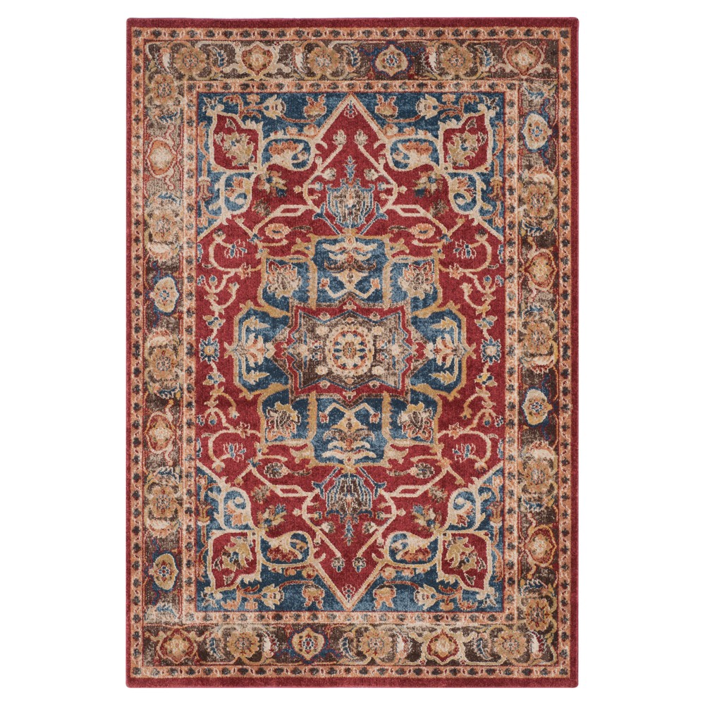6'7inx9' Oren Medallion Area Rug Red/Royal - Safavieh