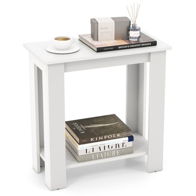 Tangkula 2-tier End Table Modern Sofa Bedside Table Compact Nightstand ...