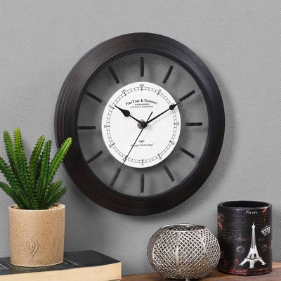 11" Foundry Bronze Wall Clock Dark Brown - FirsTime