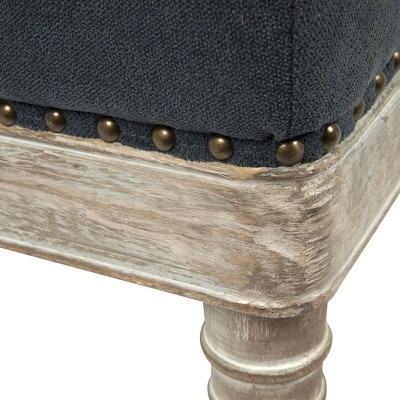 Antoinette Gray Tufted Upholstered Coffee Table with Distressed Wood Legs
